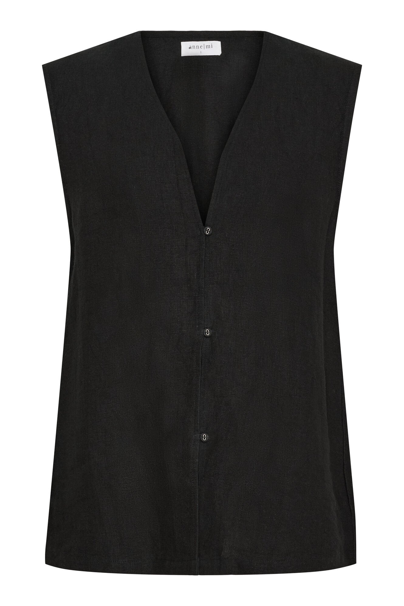 Billie linen vest - black