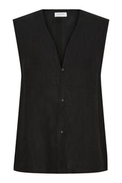 Billie linen vest - black