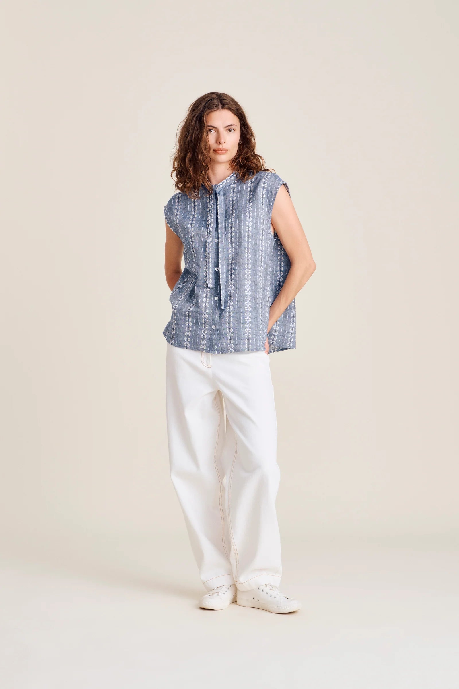 Benicia top - Chambray stripe