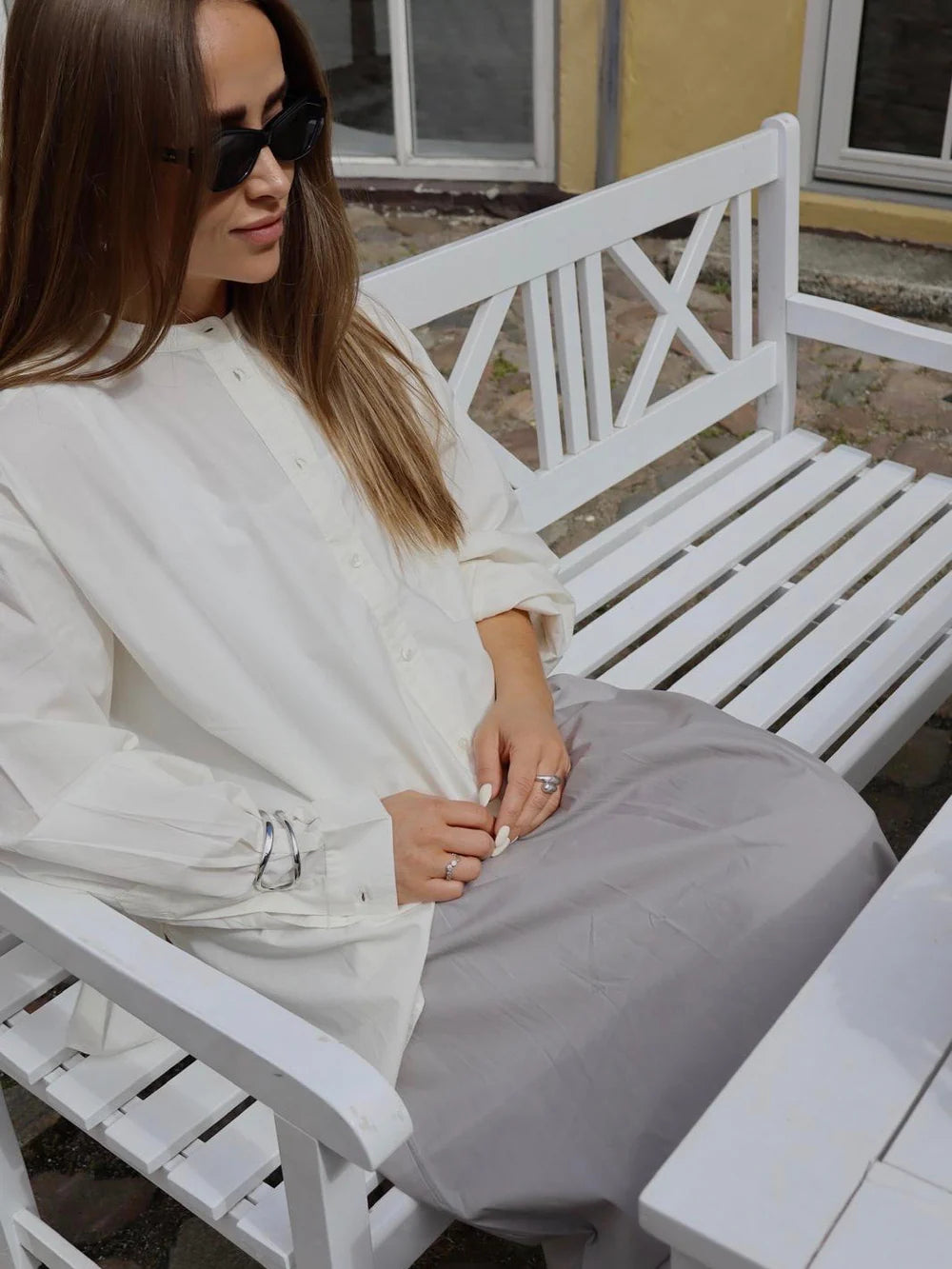 Ocean slit ls shirt - Ecru