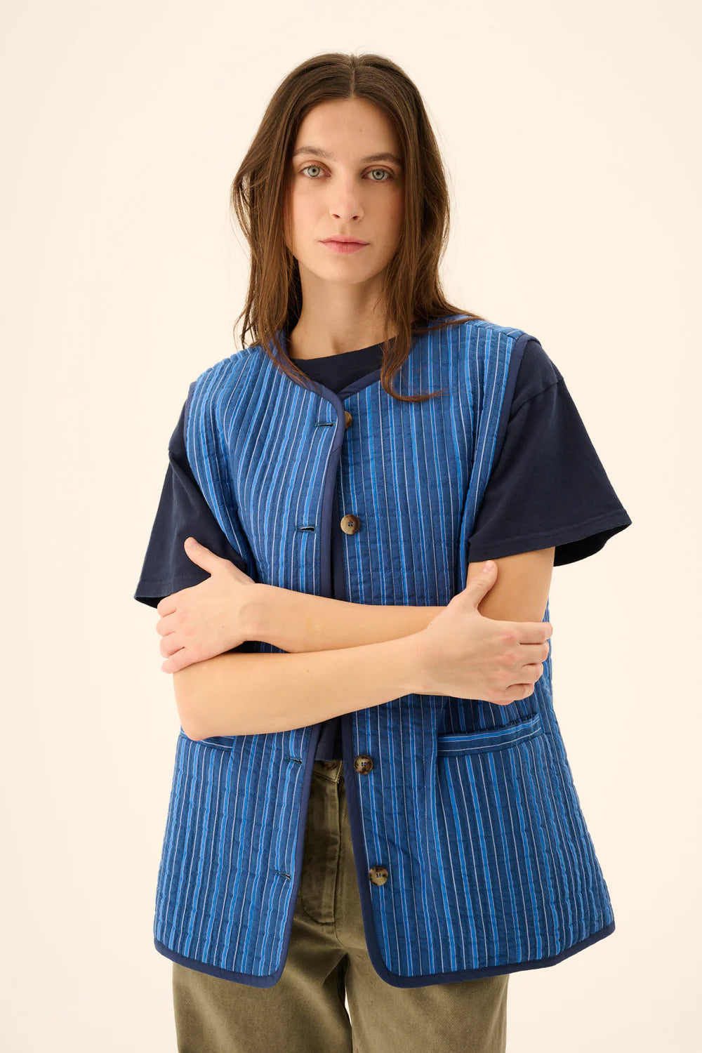 Cady padded stripe vest