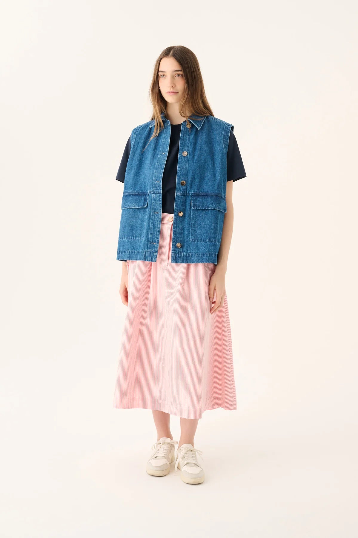 Cassa heavy denim vest - washed indigo