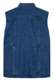 Cassa heavy denim vest - washed indigo
