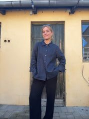 Selia solid linen shirt - navy
