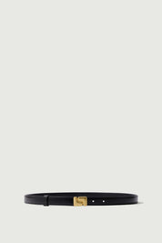 Ninon mini belt in glazed leather - black