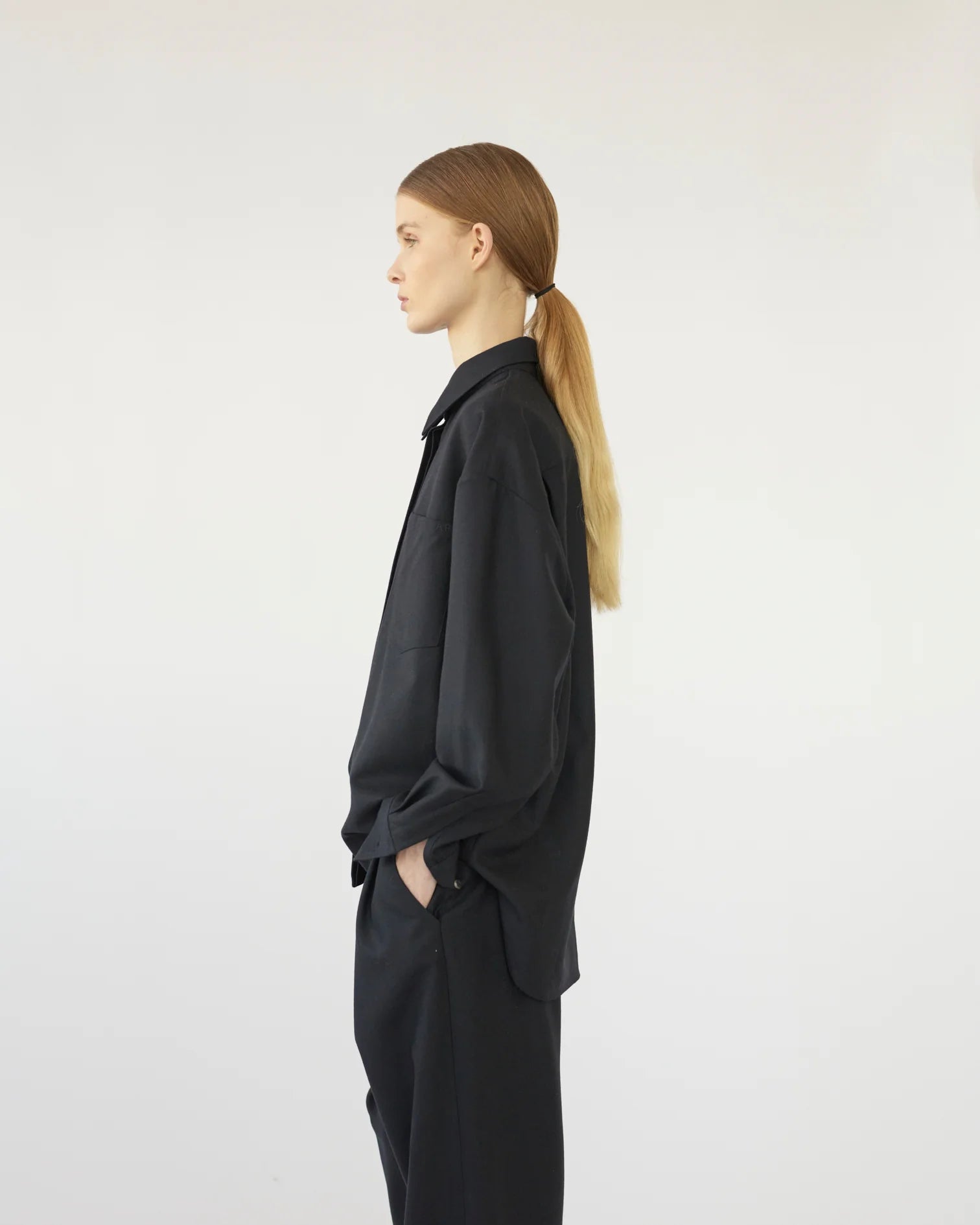Fine wool oversize shirt - Navy