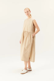 Diane garment dyed poplin dress - beige