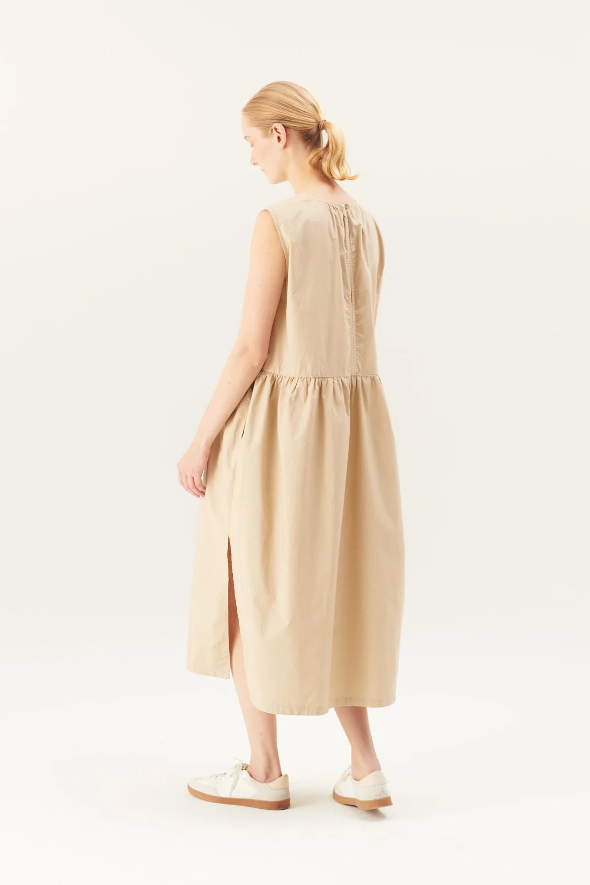 Diane garment dyed poplin dress - beige