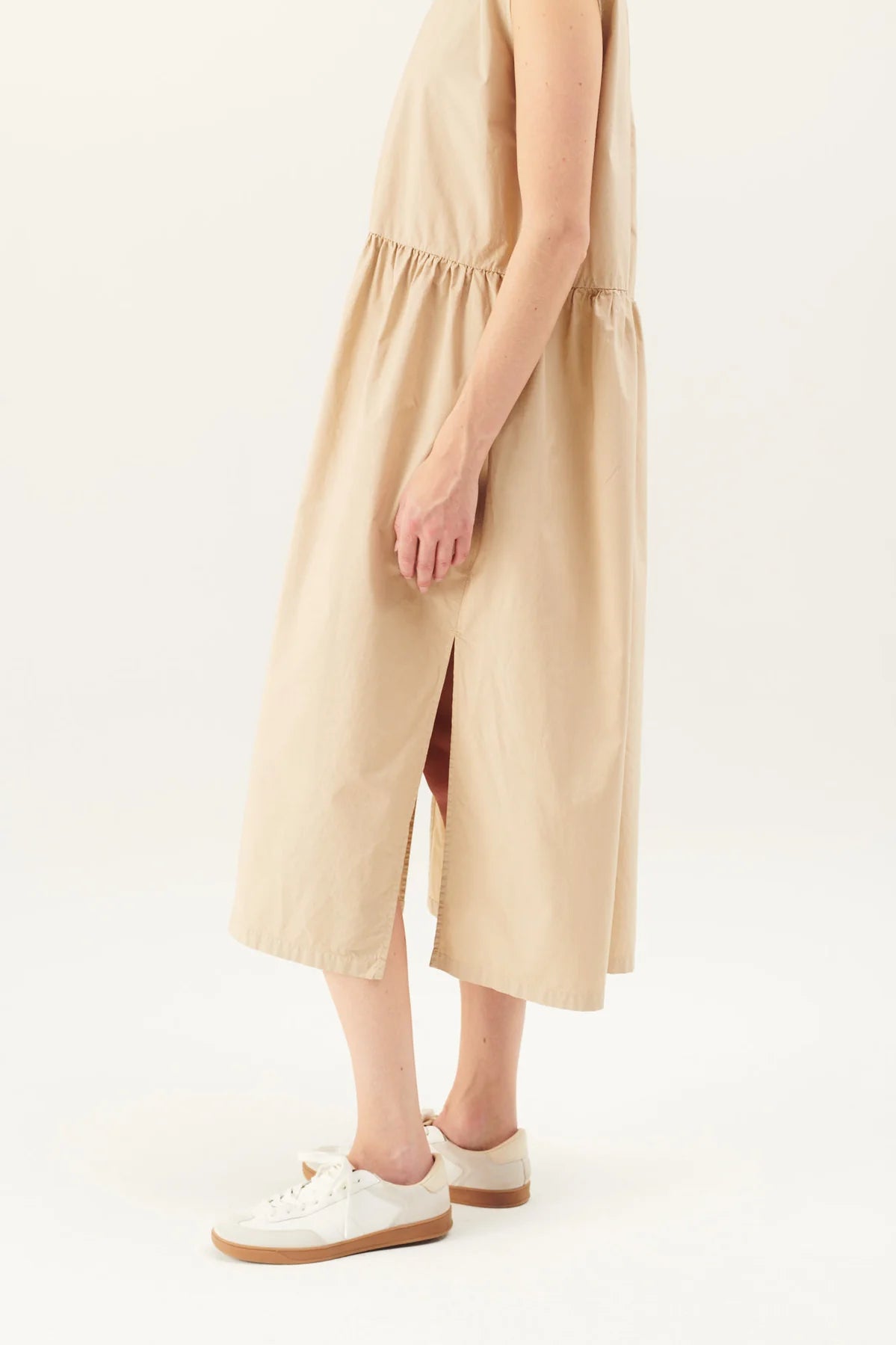 Diane garment dyed poplin dress - beige
