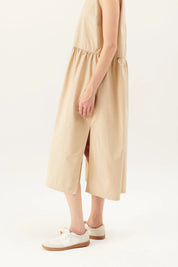 Diane garment dyed poplin dress - beige