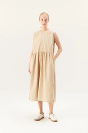 Diane garment dyed poplin dress - beige