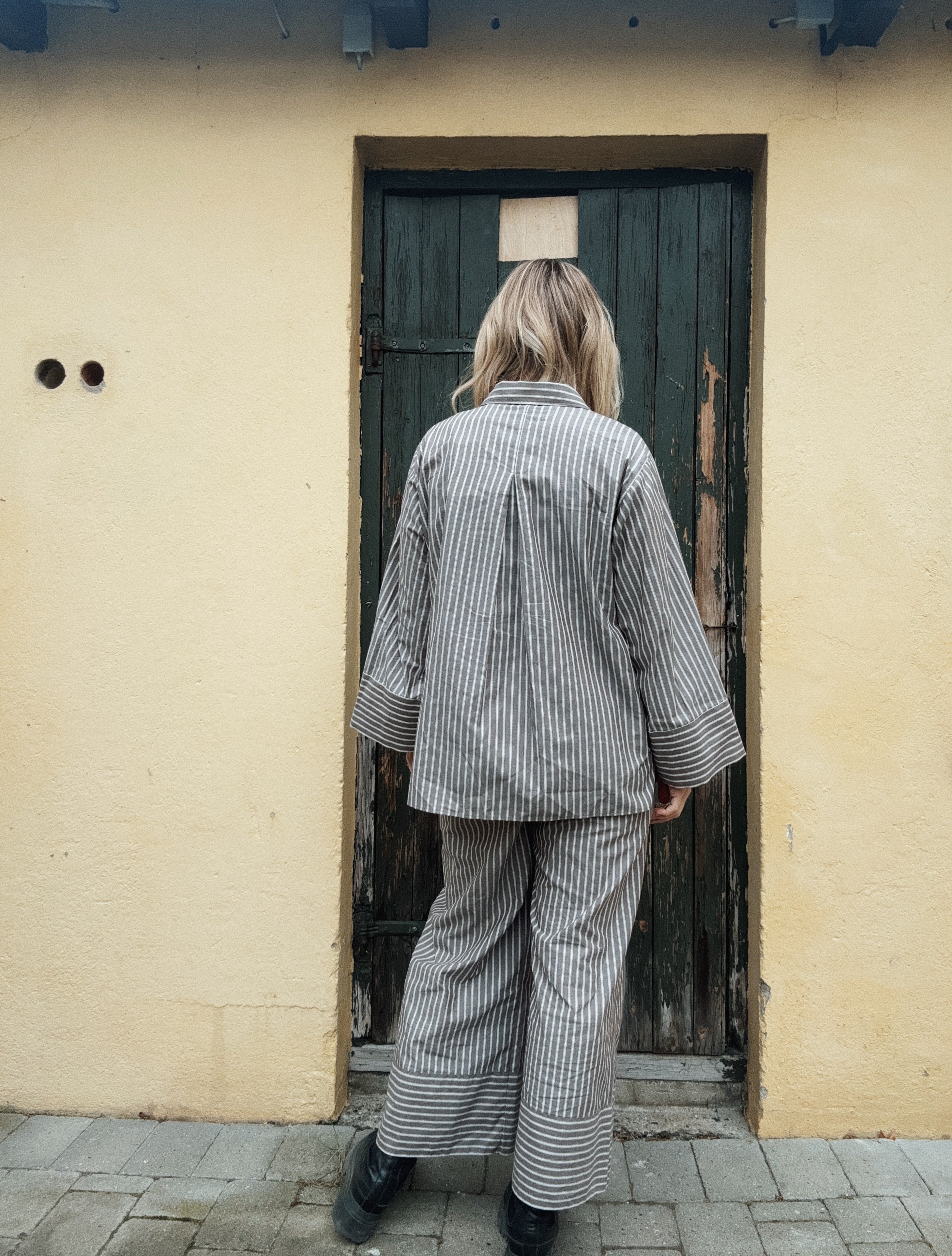 Page soft poplin stripe pants - brown