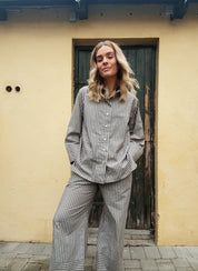 Page soft poplin stripe pants - brown