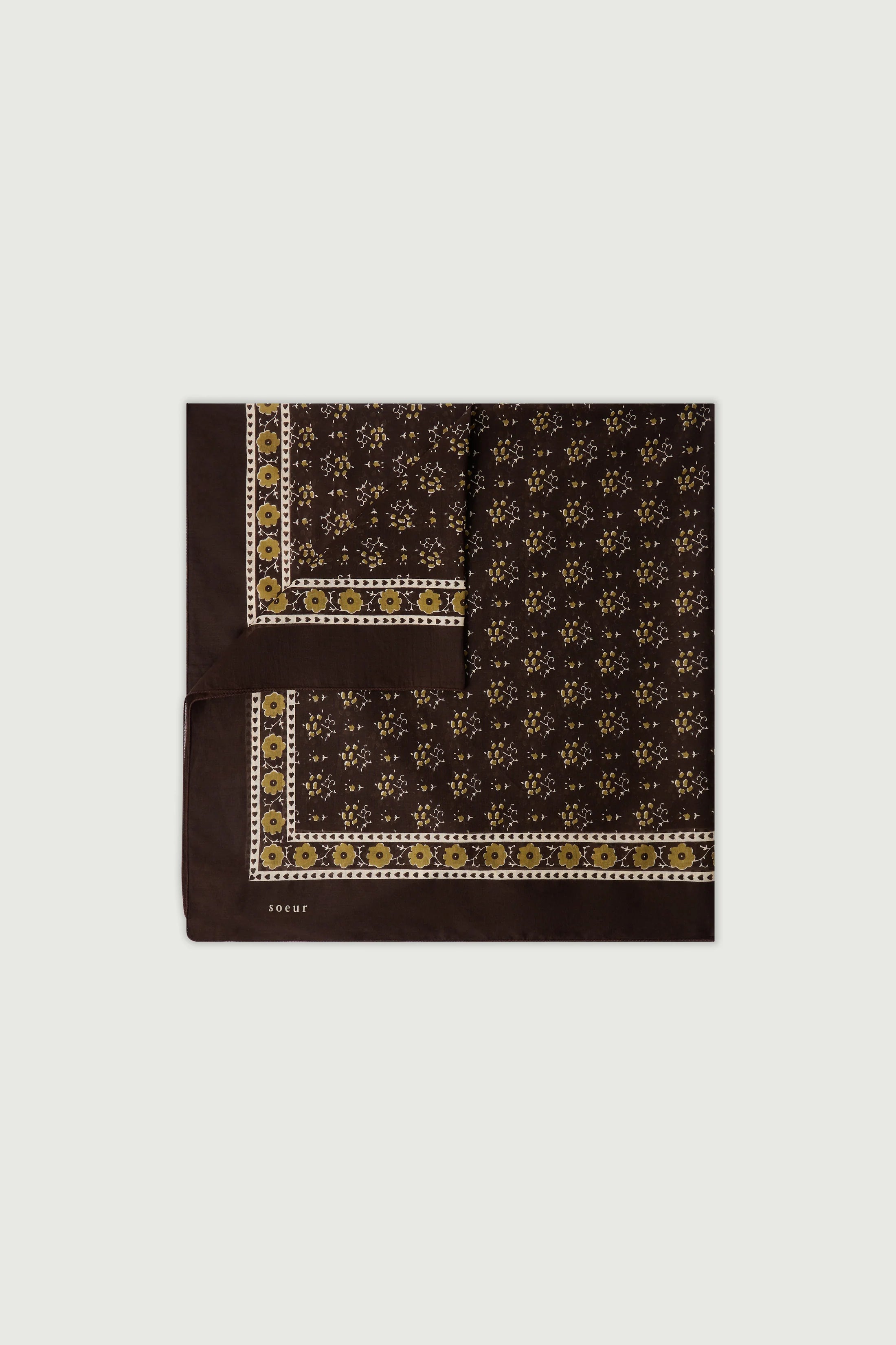 Classique scarf in printed cotton voile - brown