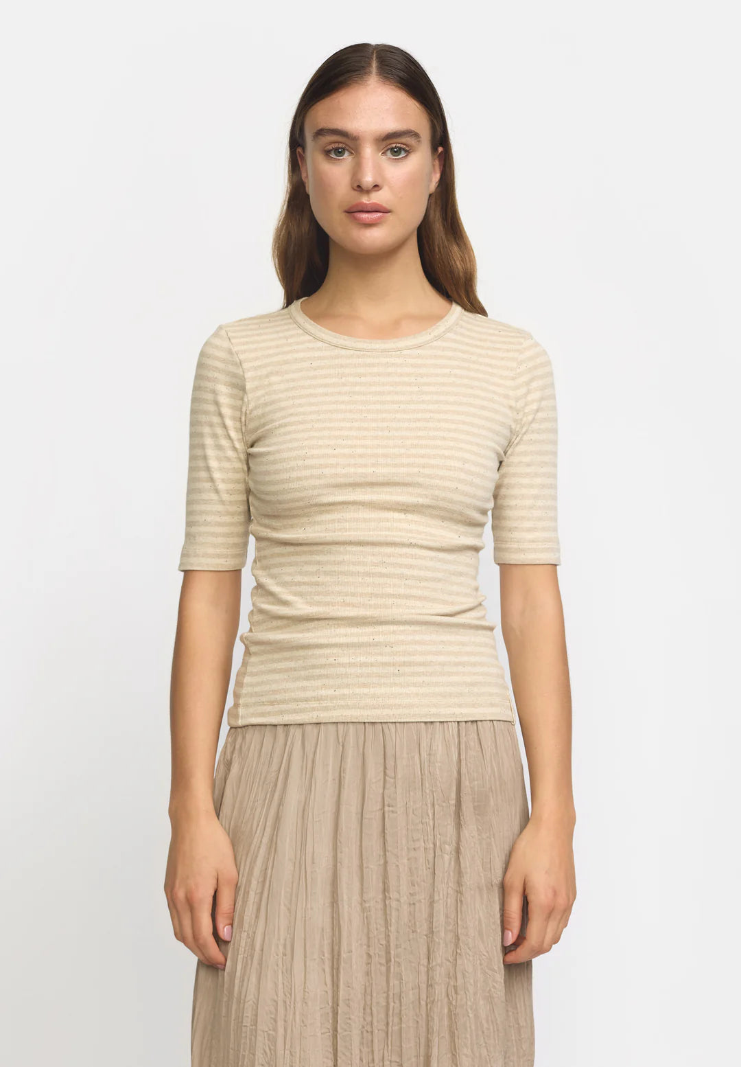 ESBloom Stripe 2/4 T-shirt GOTS - Buttercream