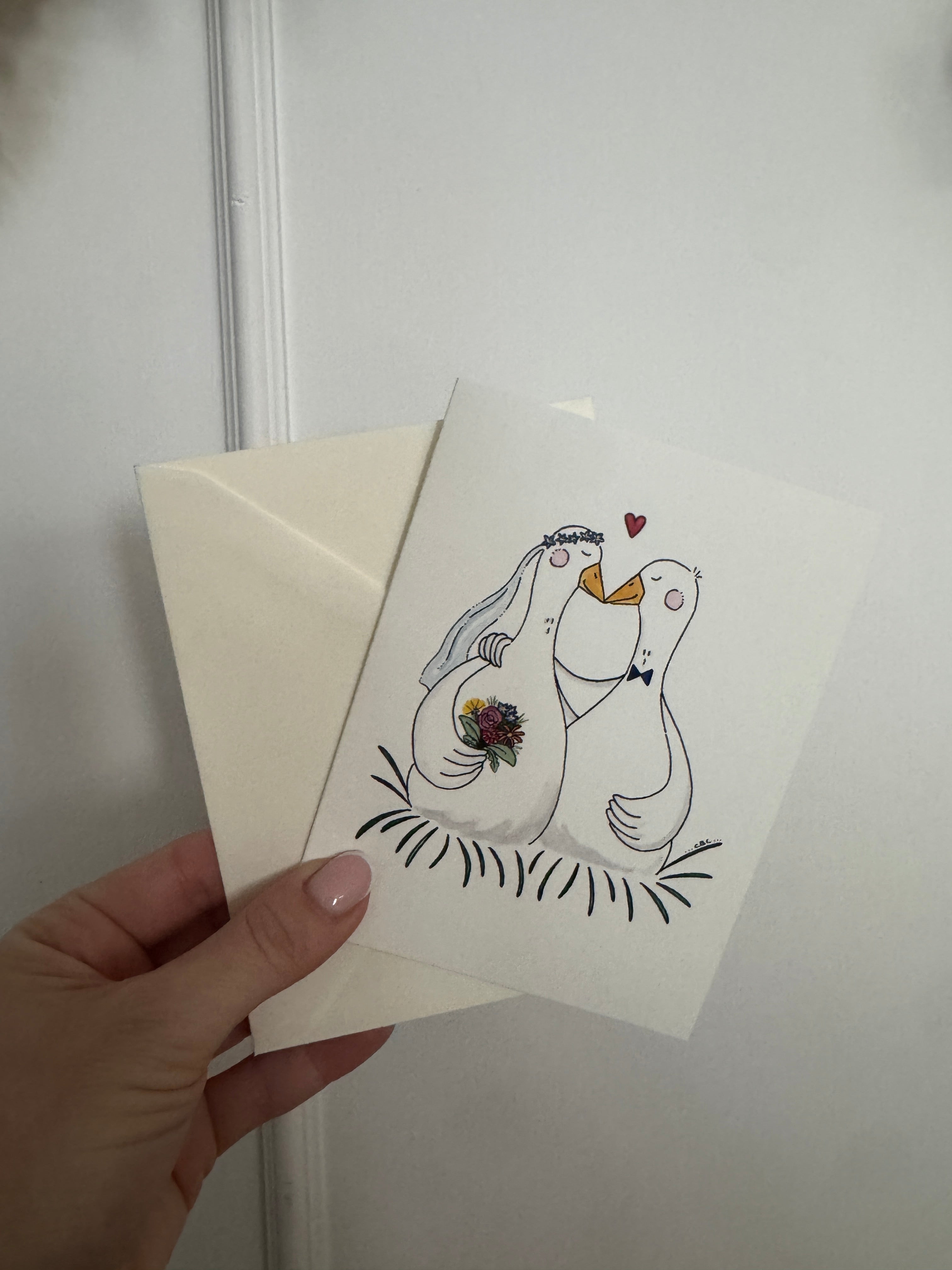 Kort med kuvert - Brudegæs