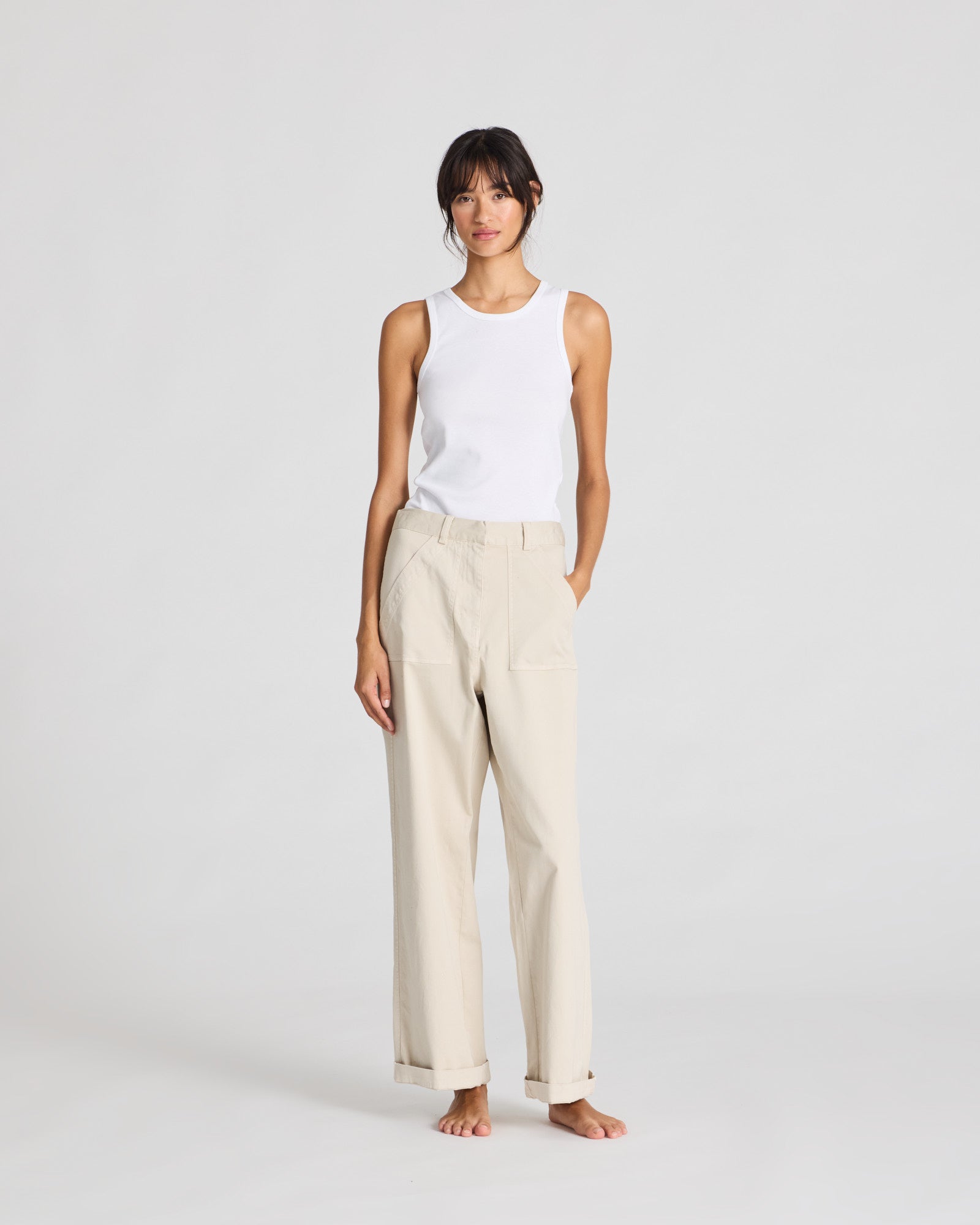 Alberte Cotton 1x1 RIB Top - White