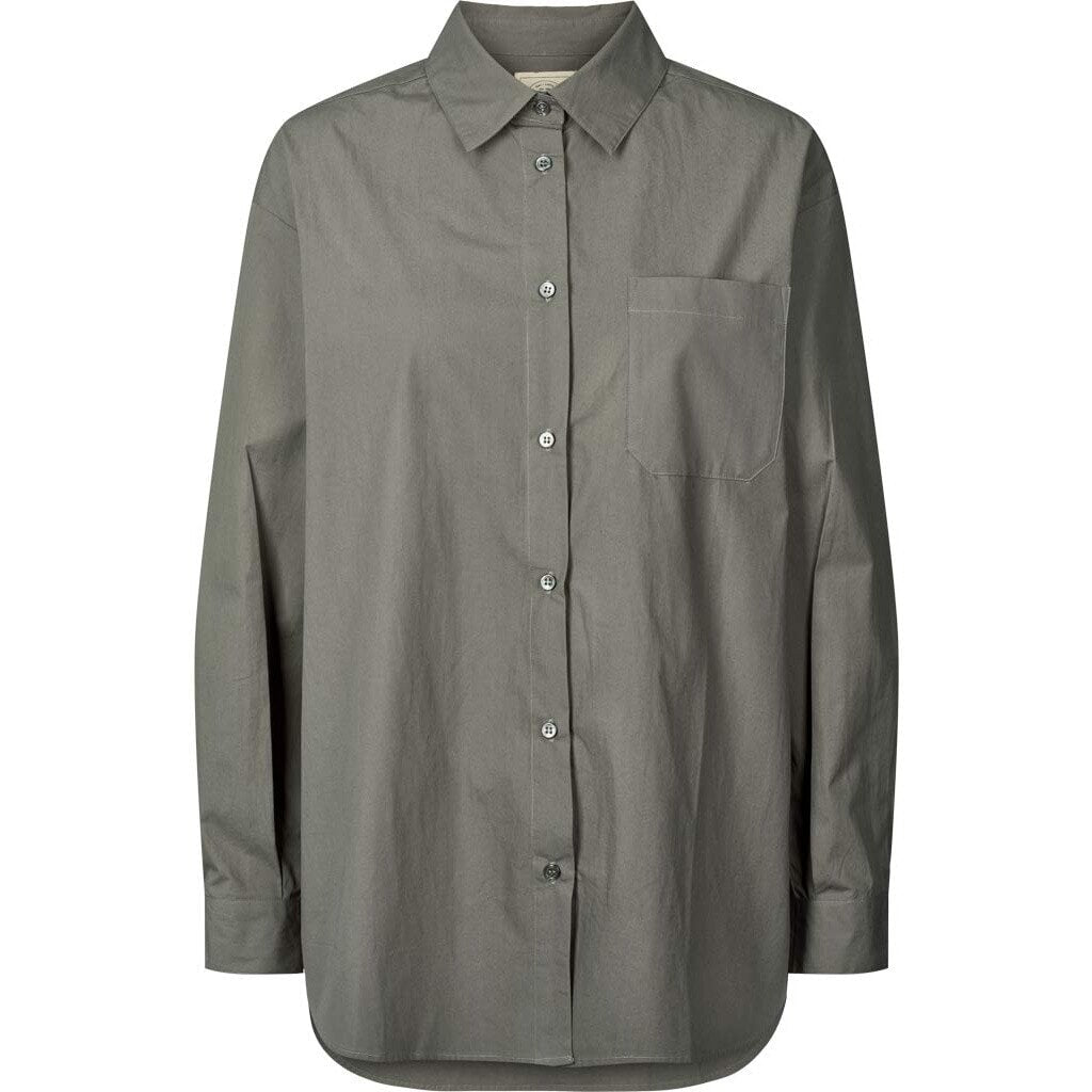 Astrid poplin L/S shirt - metal grey