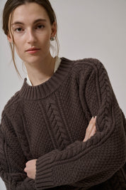 Heather knit jumper - dark dun