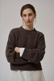 Heather knit jumper - dark dun