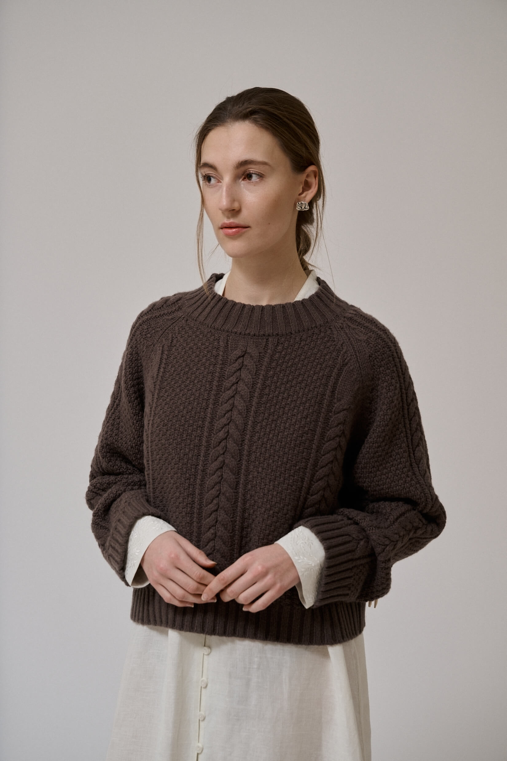 Heather knit jumper - dark dun