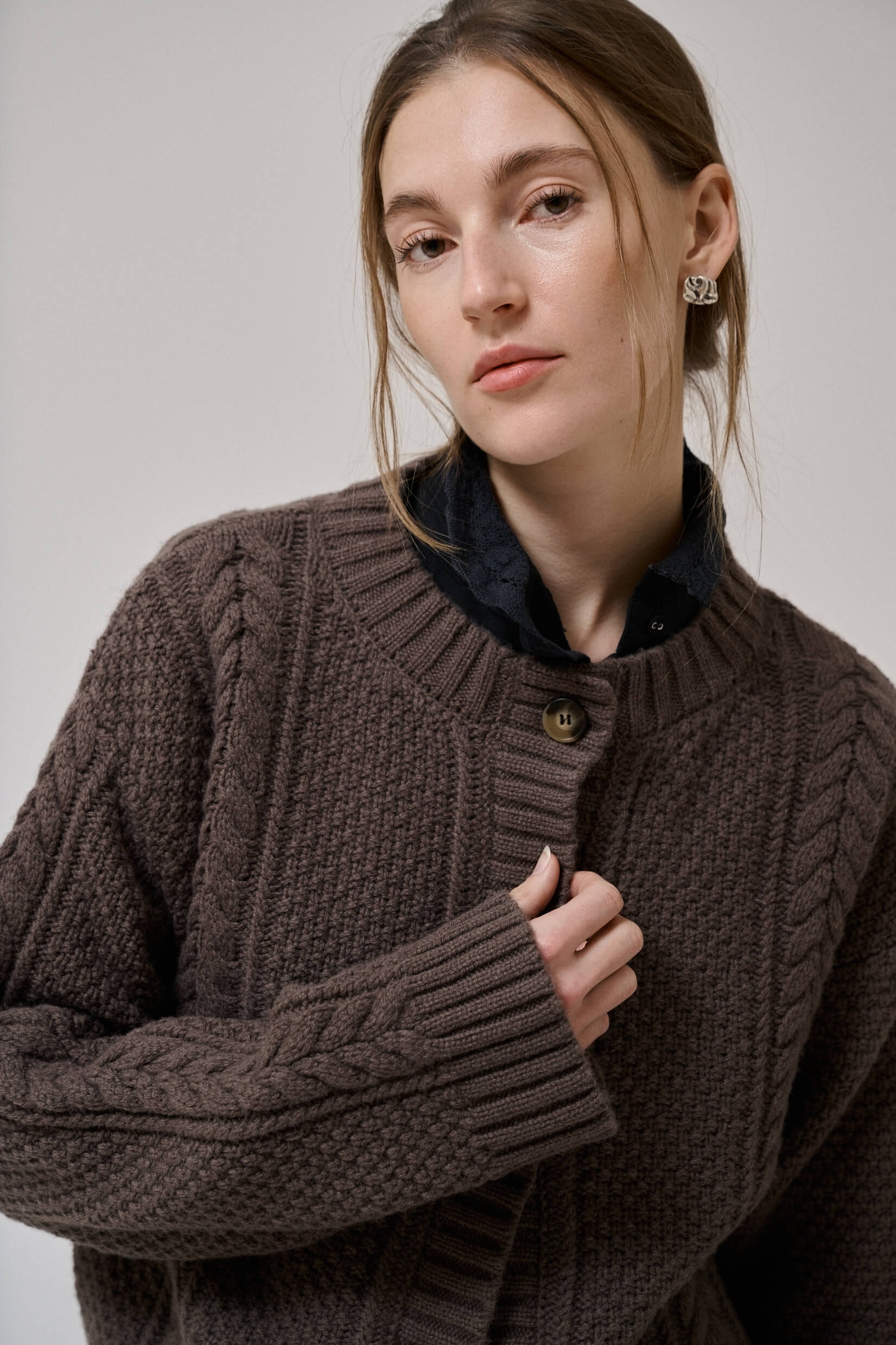 Heather cardigan - dark dun