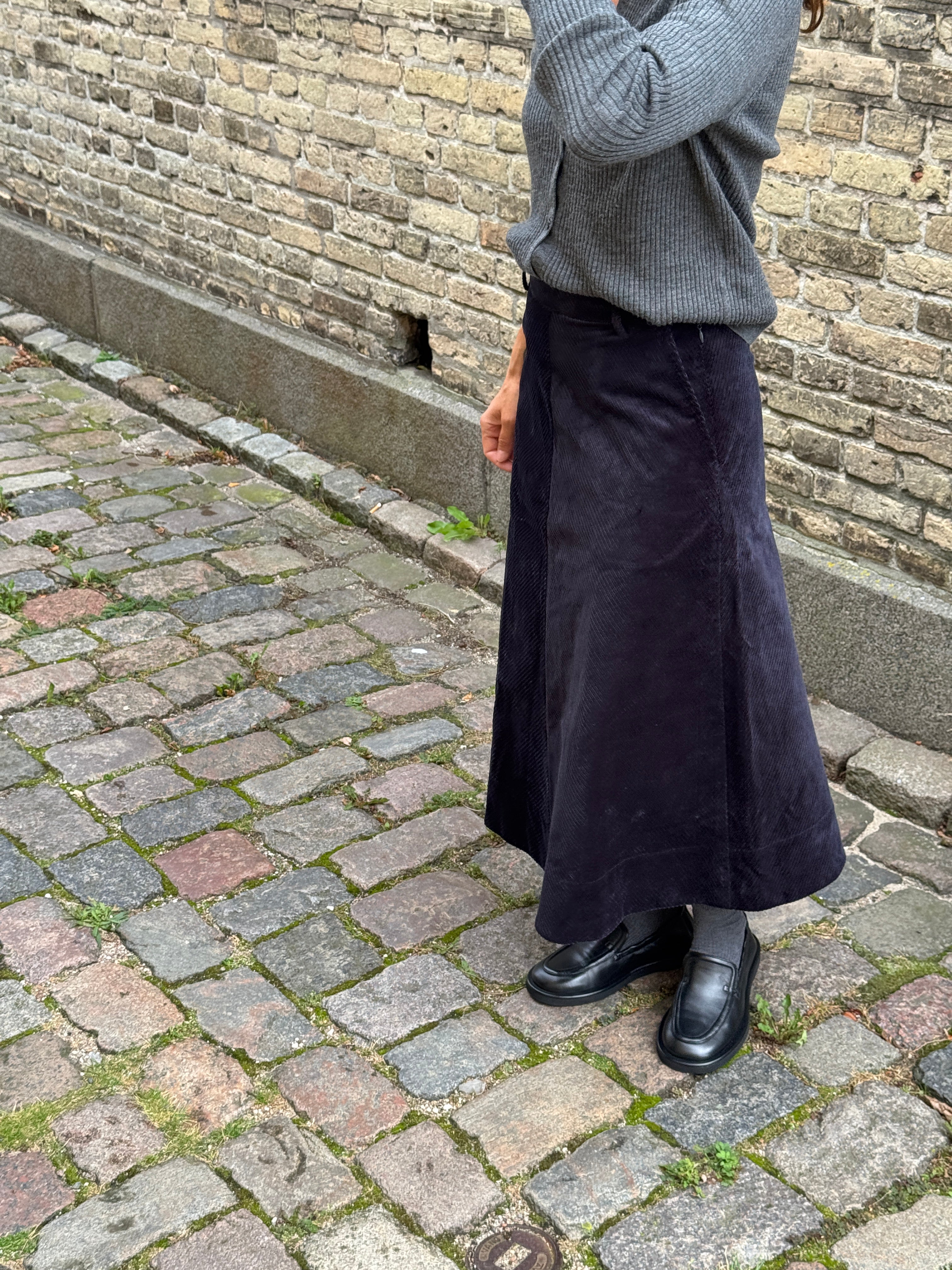 Pryma organic heavy corduroy skirt - Ink Navy
