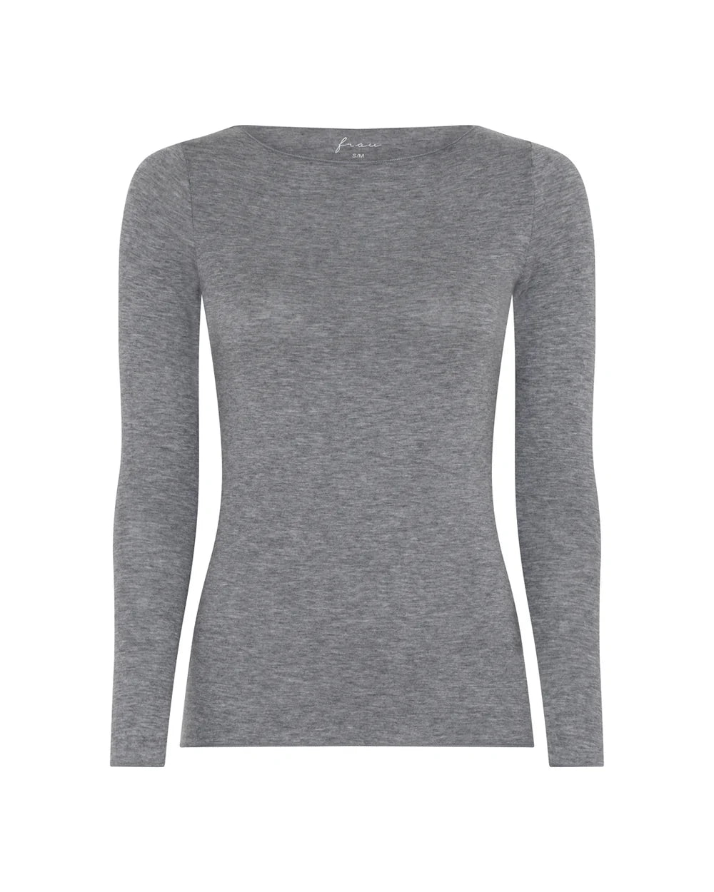 Lima  cashmere ls boatneck top - Medium Grey melange