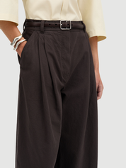 Pivella cotton twill long shorts - Dark brown