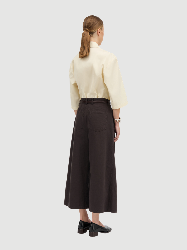 Pivella cotton twill long shorts - Dark brown
