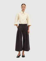 Pivella cotton twill long shorts - Dark brown