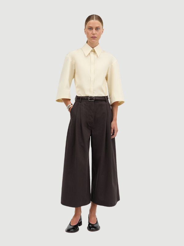 Pivella cotton twill long shorts - Dark brown
