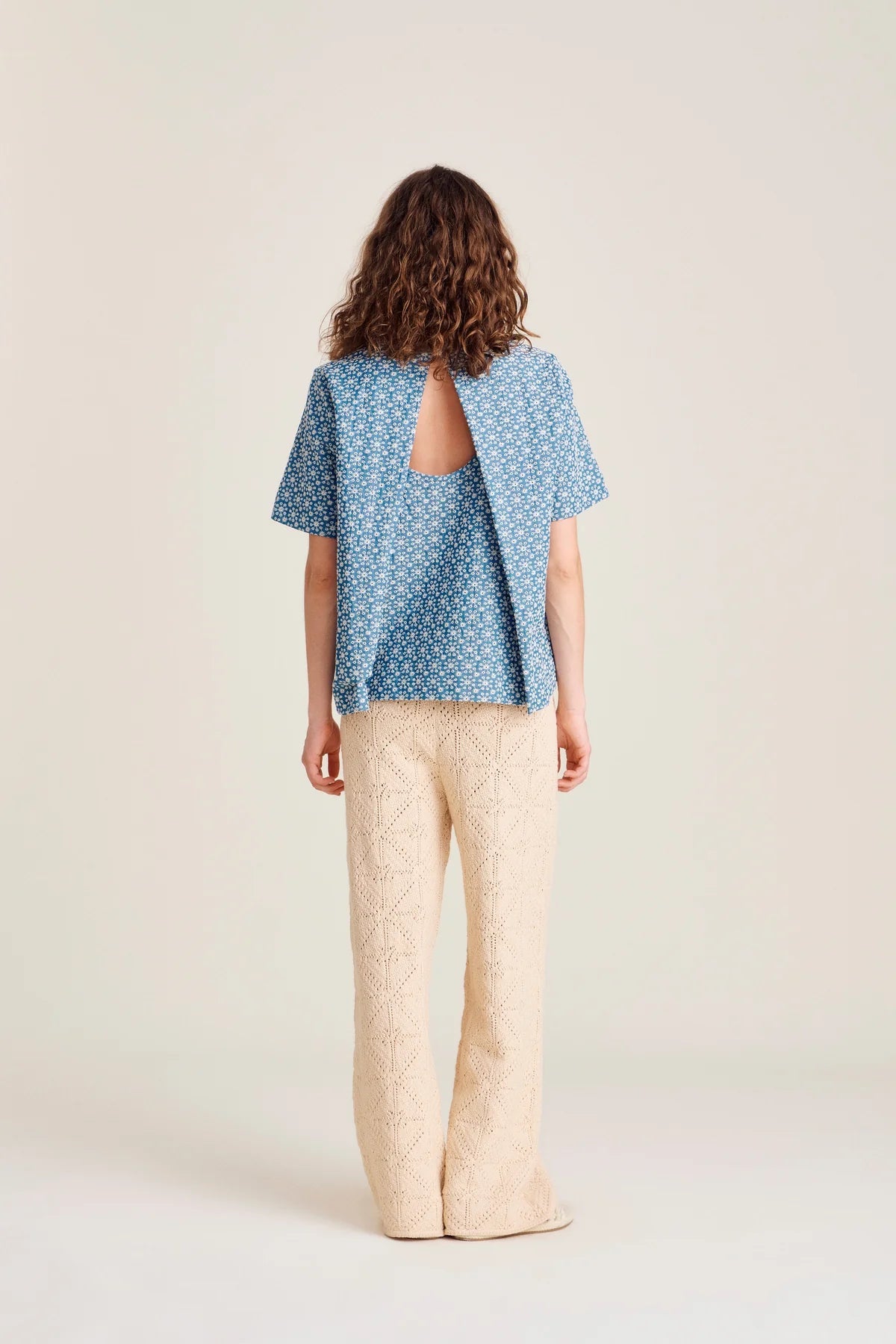 Montgomery bluse - White flower denim