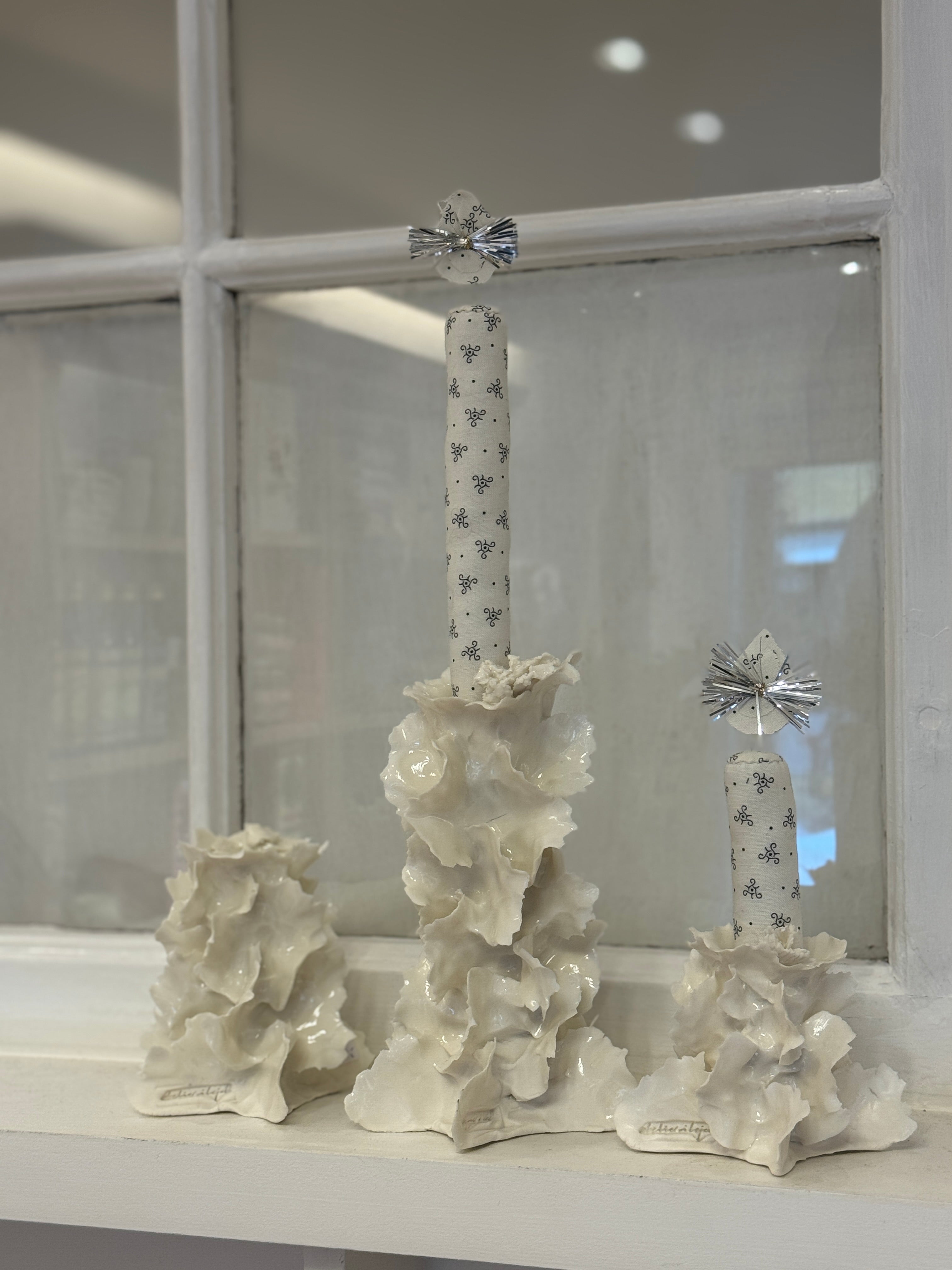 Porcelænsstage med isblomst - stor