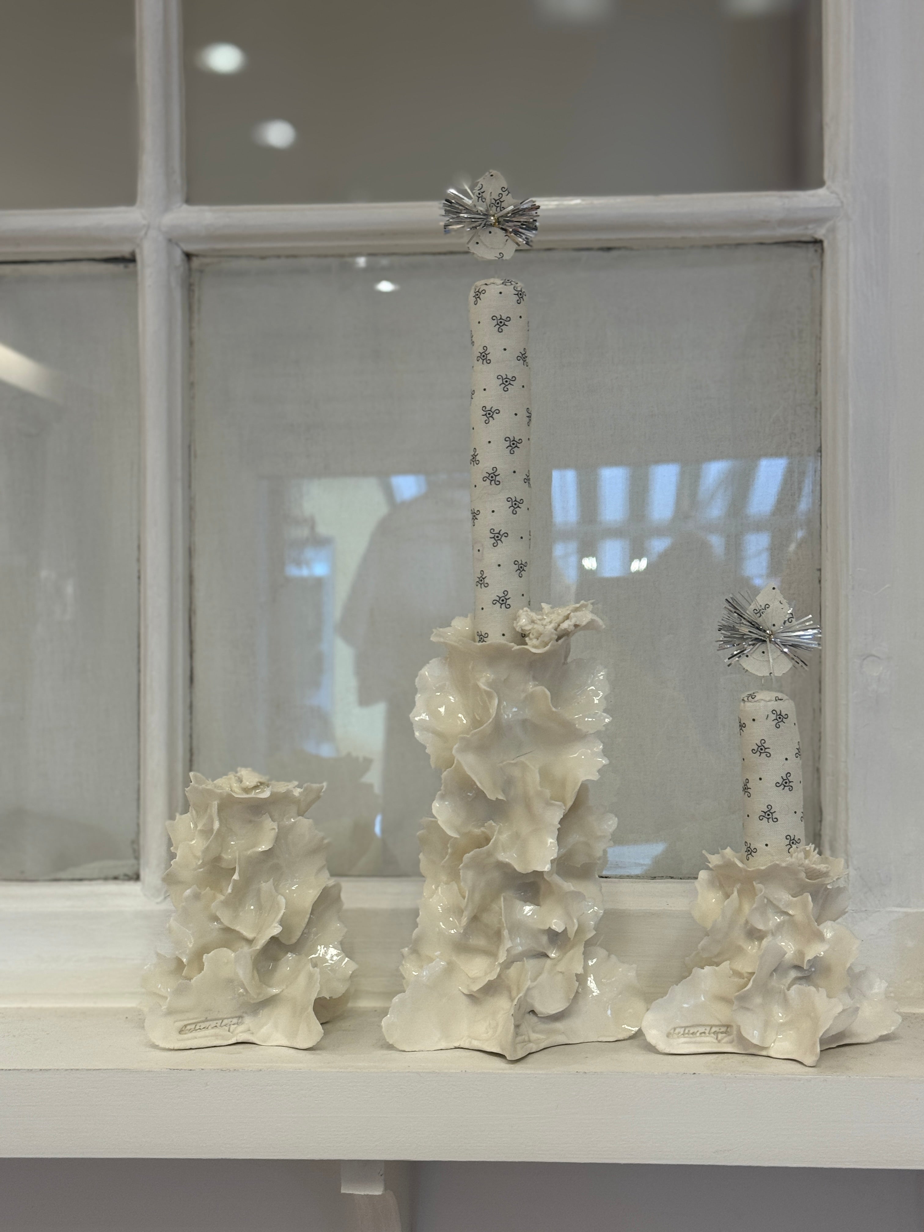 Porcelænsstage med isblomst - stor
