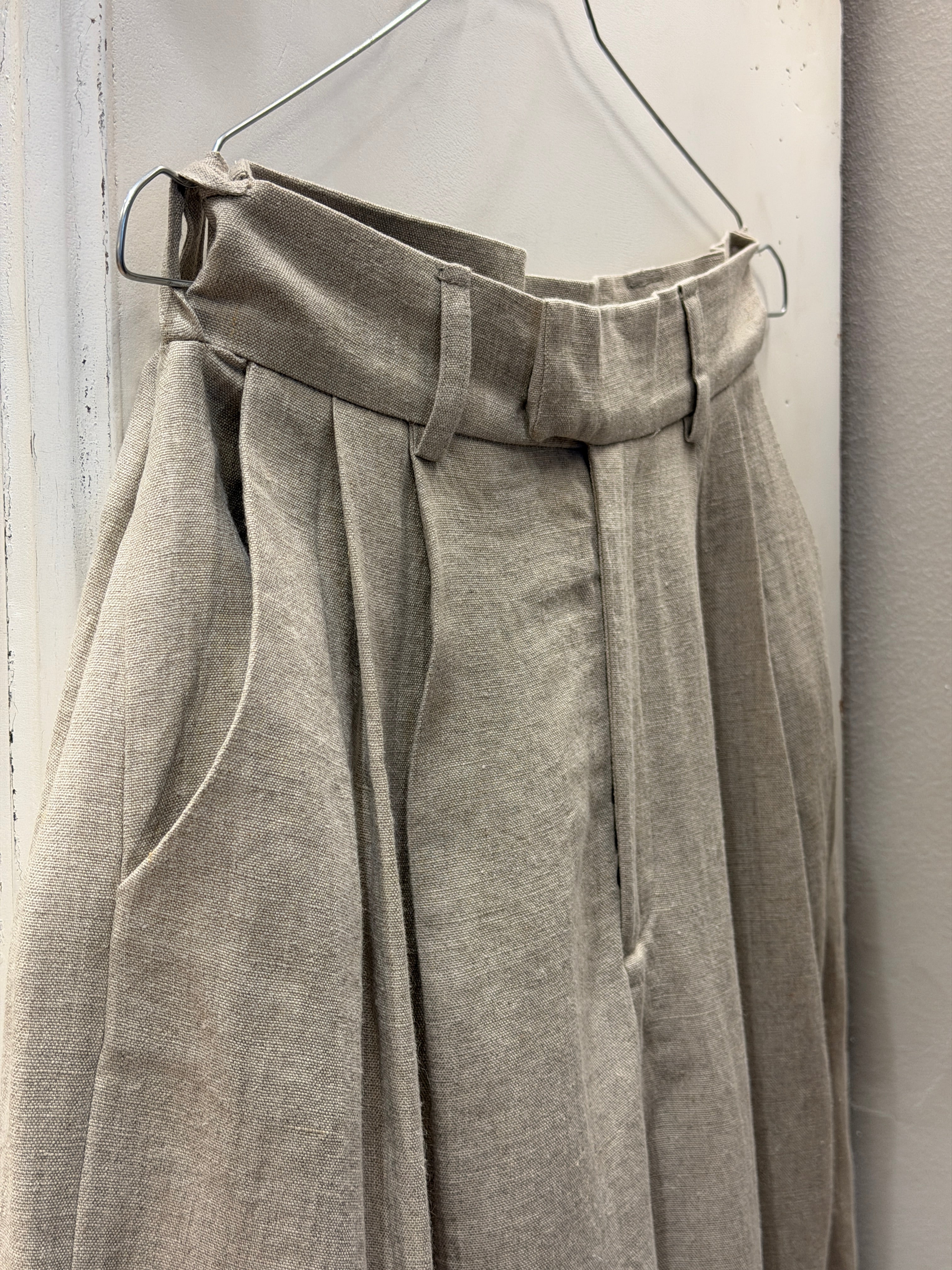 Linen wide box pants - nature