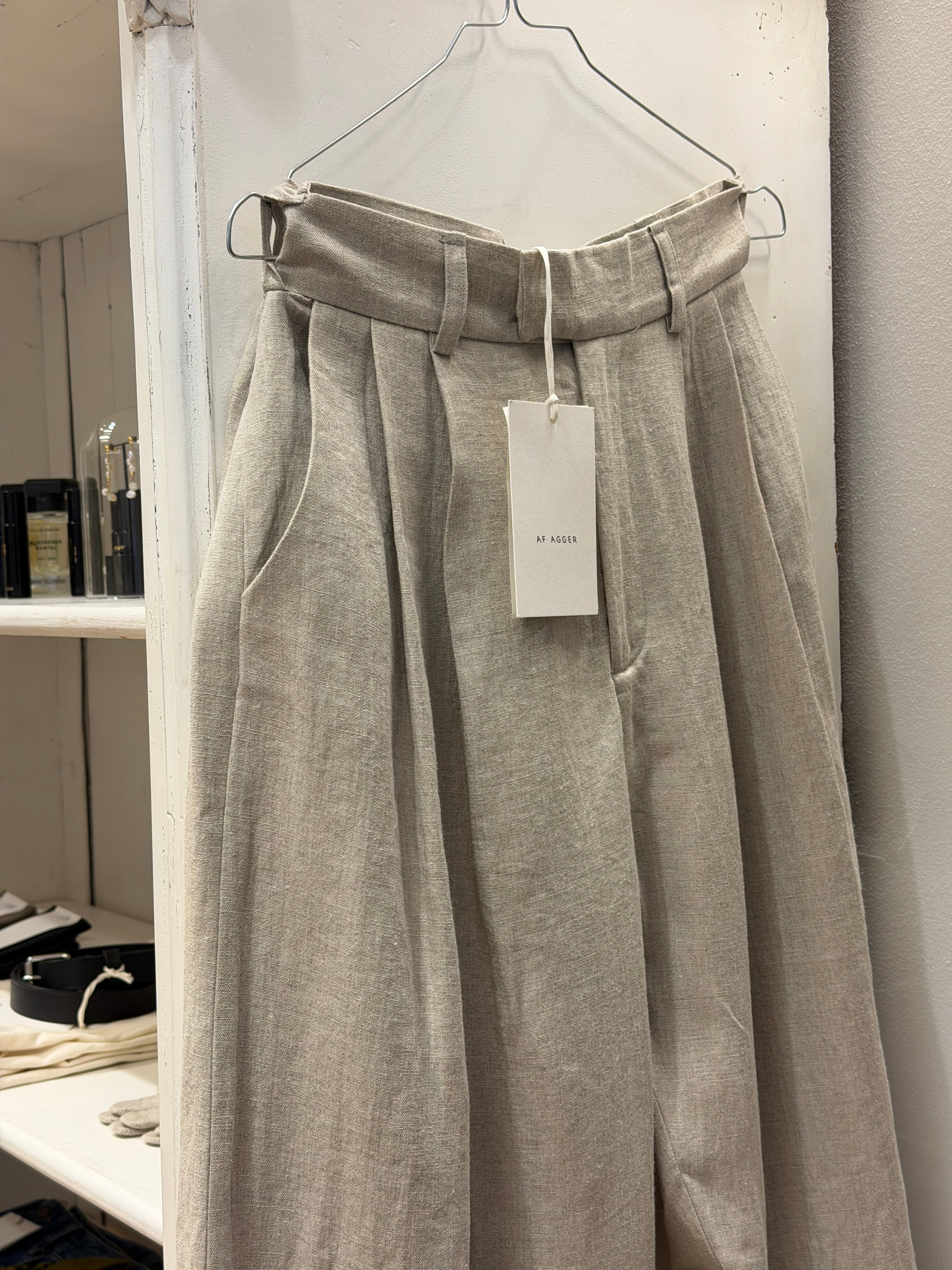 Linen wide box pants - nature