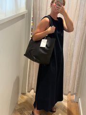Full grain leather tote bag, Black