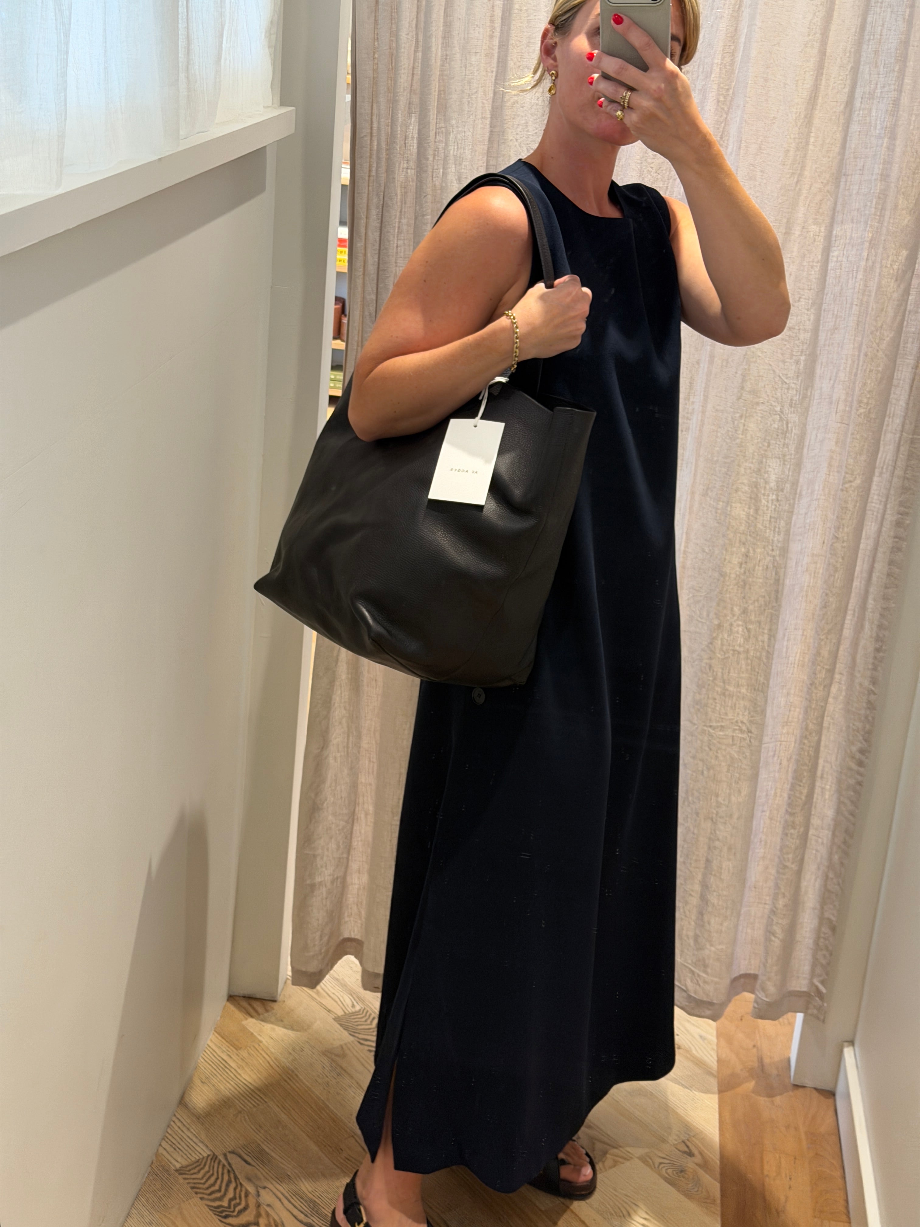 Full grain leather tote bag, Black