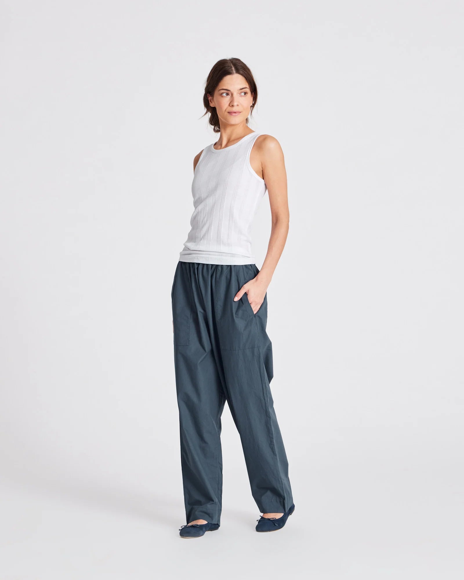 Jasmin poplin pants - Denim blue
