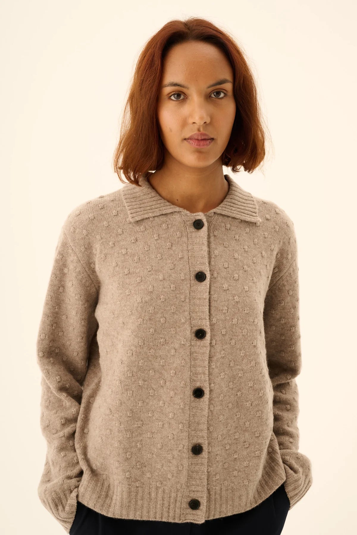 Kian merino cardigan - Taupe