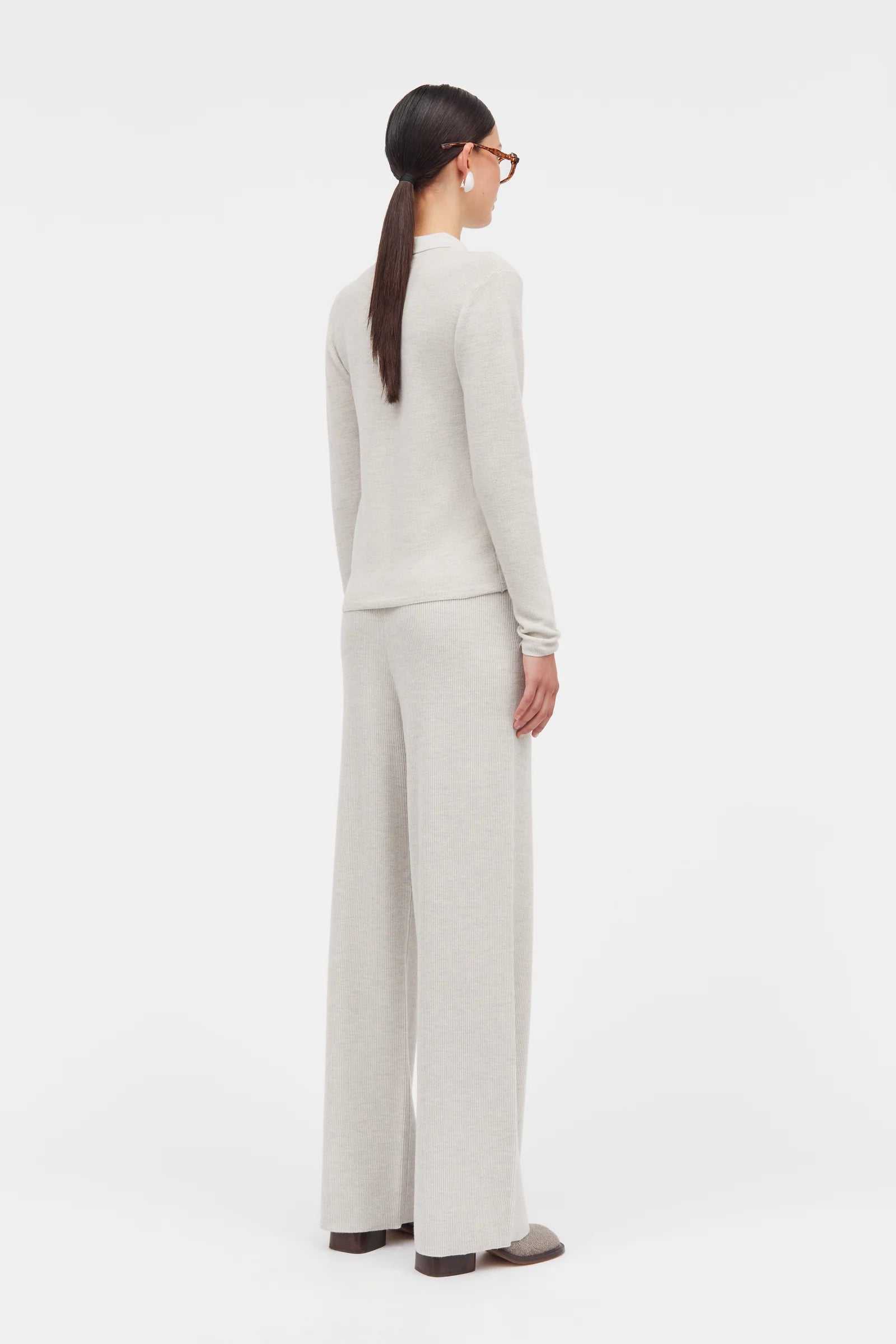 Korine merino cardigan - Light grey melange