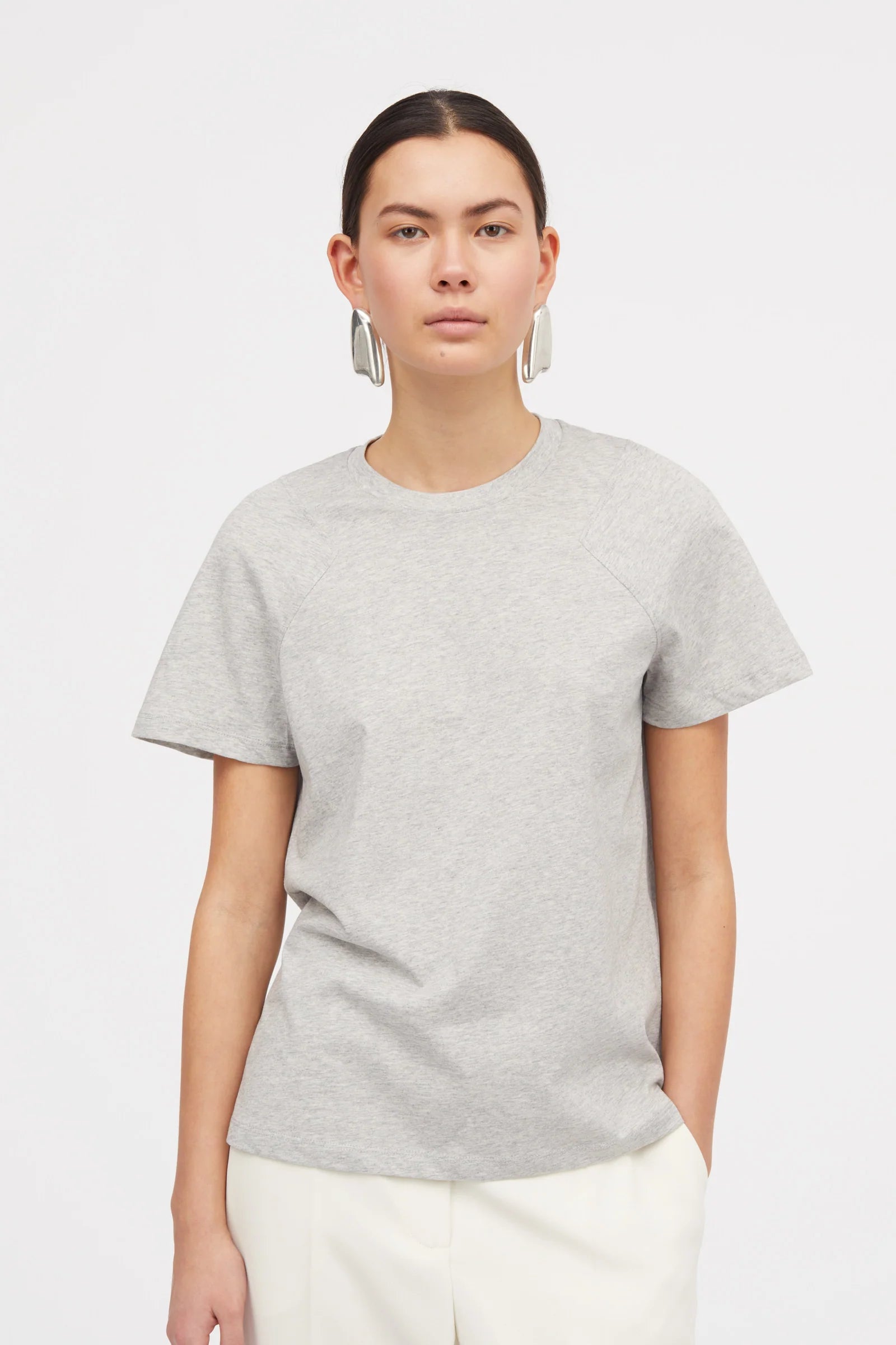 Laia cotton jersey tee - grey melange