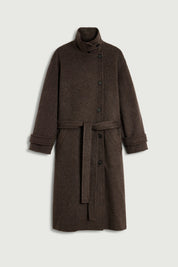 Jules coat in brushed wool - Marron
