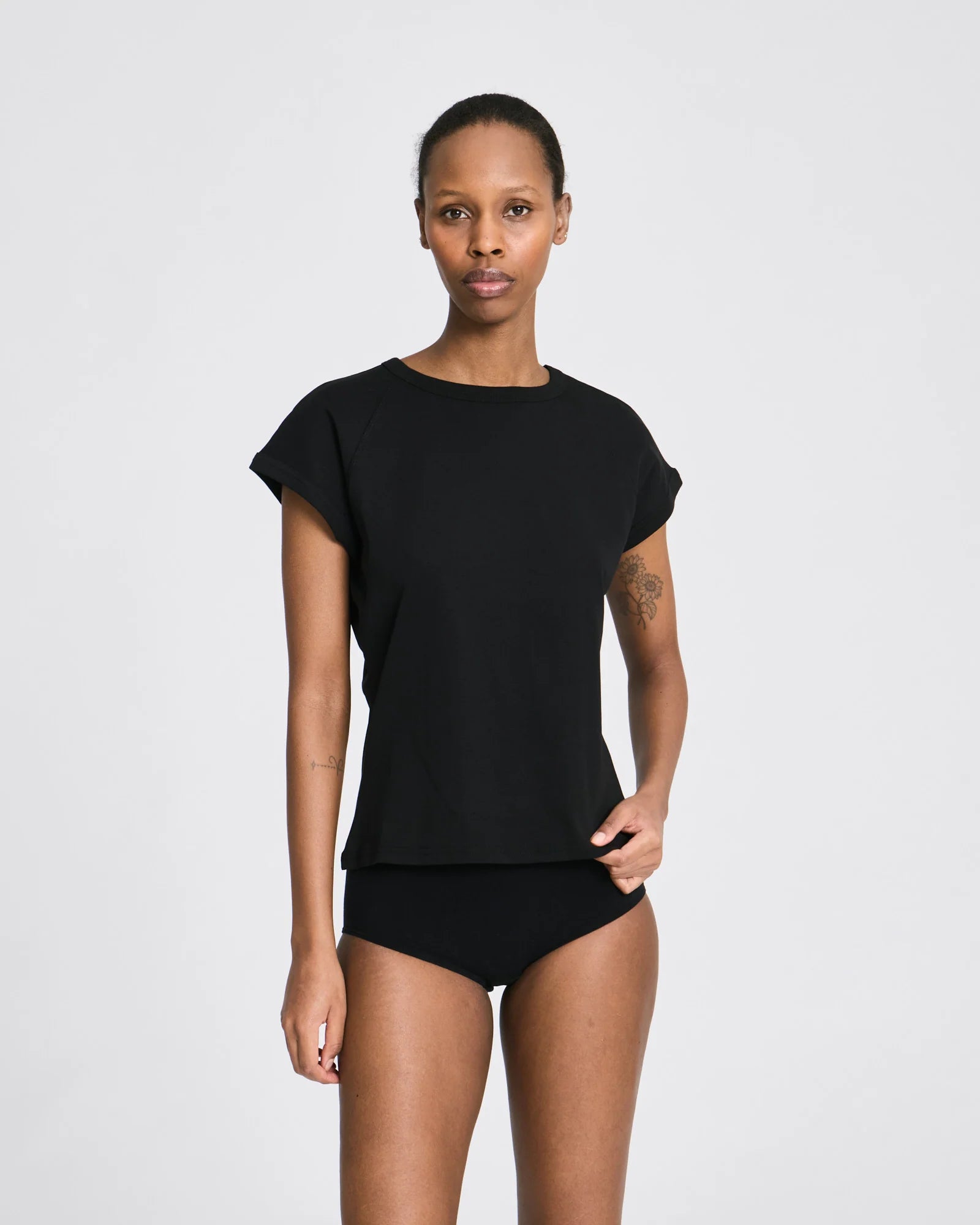 Malou cotton rib t-shirt - Black