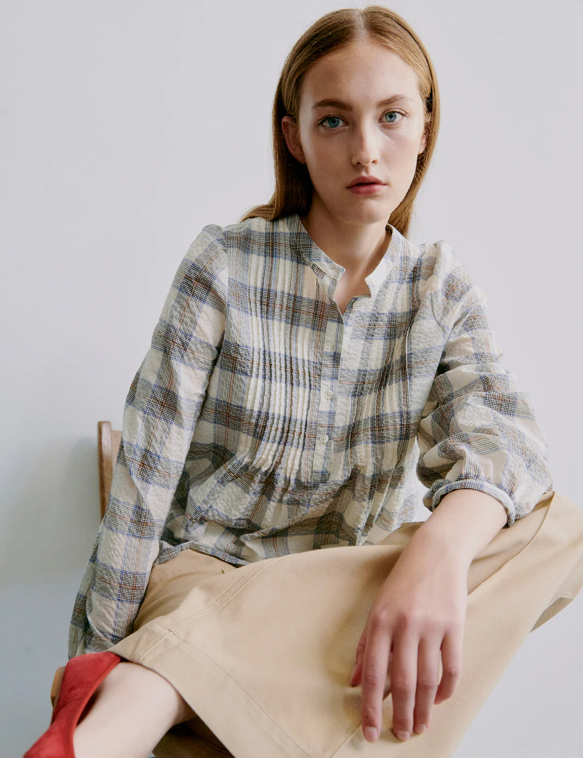 Nea blouse - whisper check