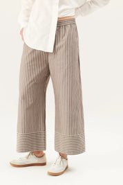 Page soft poplin stripe pants - brown