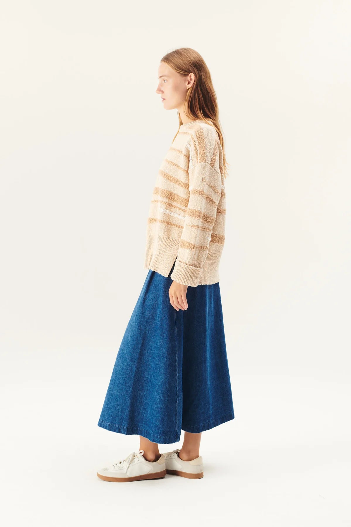 Pen washed indigo denim skirt