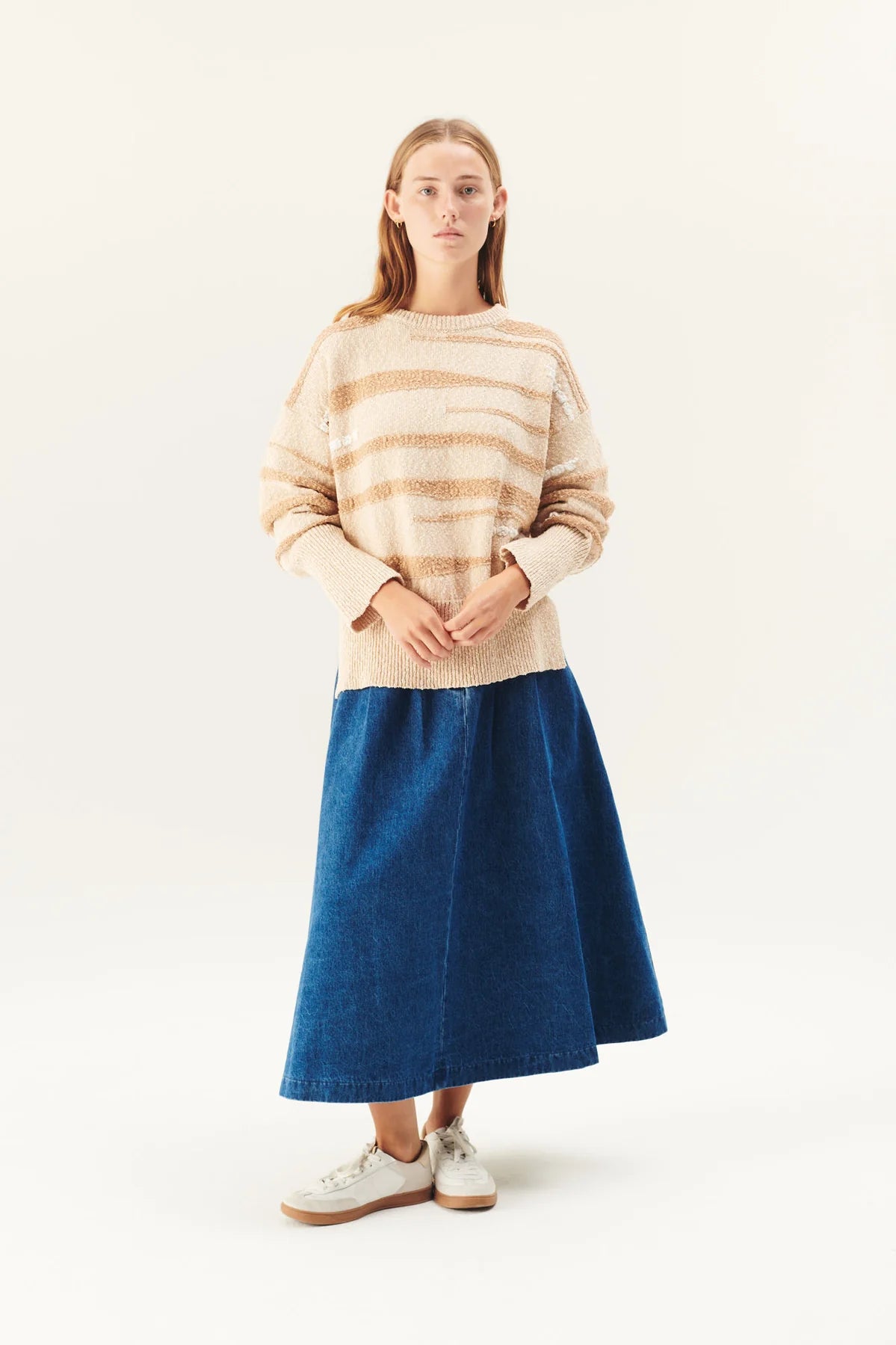 Pen washed indigo denim skirt