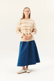 Pen washed indigo denim skirt